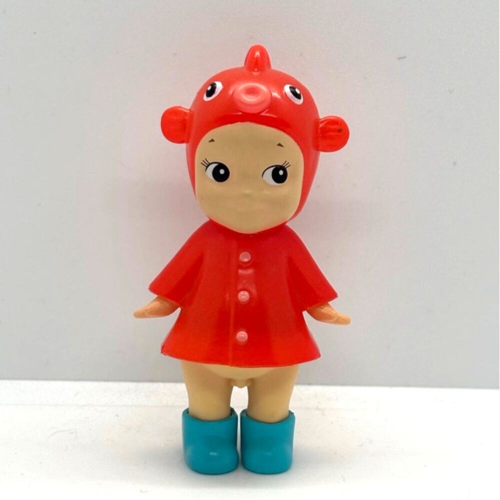 New Kewpie/Angel Collectible Mini Figure, Red Fish w/Raincoat, Open Blind Box